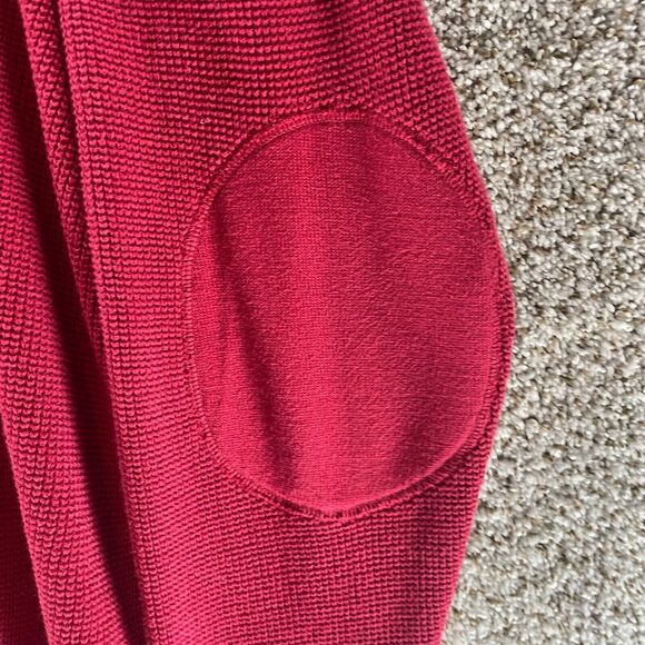 Vintage Orvis Sweater Mens Extra Large Red Quarter Zip Elbow Patches Waffle Knit - Picture 6 of 12